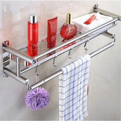 Rak Gantung SS (STAINLESS STEEL) 2 TINGKAT Rak Kamar Mandi Dinding/Rak Bumbu Dapur Multifungsi