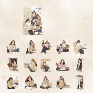 Reading Girl Sticker Lovely Sticker Decorative Sticker Cartoon Sticker For Journaling Scrapbooking And DIY Crafts