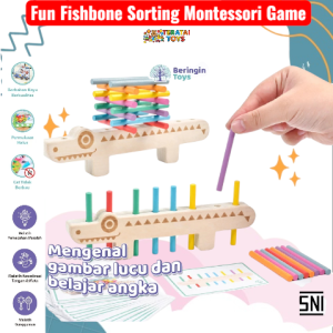 TERATAITOYS - Beringin Toys Fun Fishbone Sorting Montessori Game / Permainan Montessori Anak Melatih Logika & Warna