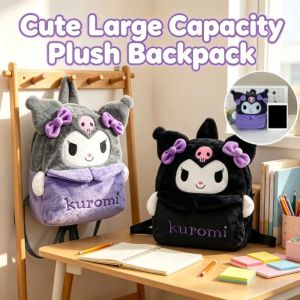 Plush kids backpack school bag kuromi design ultra lightweight expandable storage ergonomic straps for kindergarten daily use