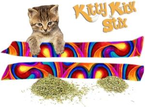 Kick Stix 15" Catnip Kicker Toy – Set of 2    Handmade in USA    Interactive Cat & Kitten Toy    Durable Kicker Packed with 100% Potent Catnip for All Breeds (Cat Selfies)