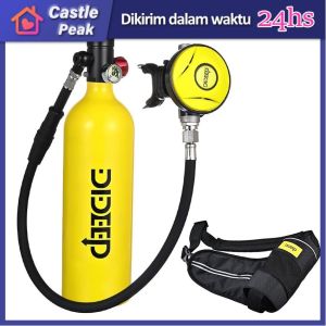 DIDEEP Alat selam diving scuba oksigen 1 liter alat diving lengkap tabung scuba selam snorkling selam dewasa alat selam lengkap satu set 20Mins Diving Cylinder Lung Tank With Manual Pump Scuba Diving Cylinder Mini Tank Set Freediving