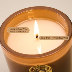 M&SENSE Natural Soy Candle Santal Brown 10.2 oz 55H Burn Luxury Scented Candle for Relaxation Gifting Home Décor for Bedroom Office Party