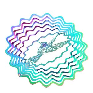 UMBRAULI Gradient Color Wind Spinner Catcher Flowing Light Effect 3D Dynamic Rotating Wind Chimes Bird Deterrent Stainless Steel Wind Chime Pendant Wedding