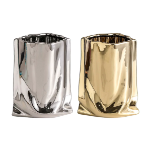 Modern Pleated Ceramic Vases For Freshly And Dry Flowers Holder Container for Home Decoration