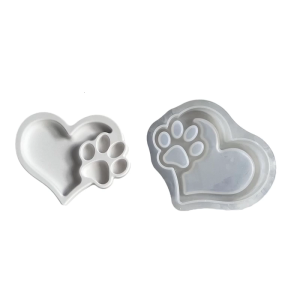 Flexible Silicone Cats Paws Tray Mold Sturdy Silicone Container Mold For Crafting Delicate Heart Cats Paws Shape Trays