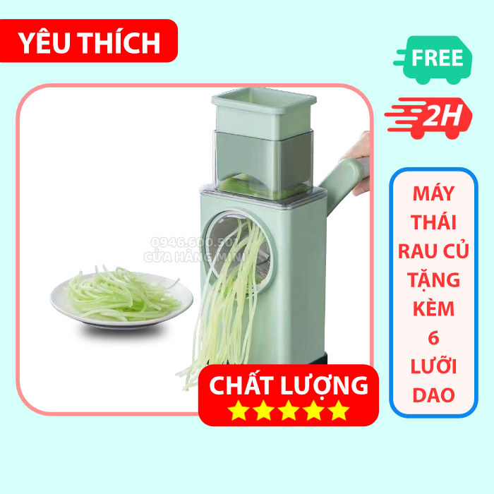 Máy Thái Lát Rau Củ Đa Năng Tặng Kèm 6 Lưỡi Dao (Cắt Lát, Cắt Sợi, Bào ...