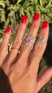 Crystal Stone Custom Name Ring For Women Diamond Letter Pendant Wedding Jewelry Gift