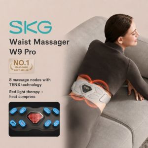 SKG W9 Pro EMS Waist Massager with Vibration Motors Heat and Red-Light Therapy core abdominal trainers Gift for Men Women