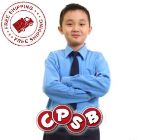 Wizuka Primary School Uniform Blue Shirt Long Sleeve (No Iron Needed)