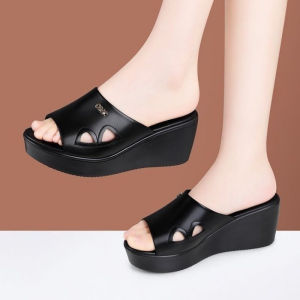 [Free Shipping] Summer Non-Slip Outdoor High-Heeled Slippers New Thick-Soled Fashionable Indoor And Outdoor WomenS Sandals One-Strap Design