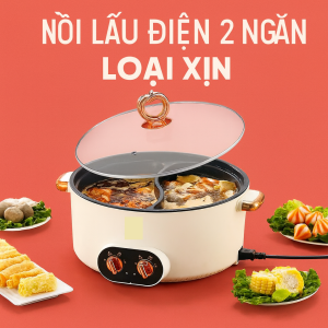 Nồi Lẩu Điện 2 Ngăn Đa Năng Loại Xịn : Nấu 2 Món Cùng Lúc Siêu Bền