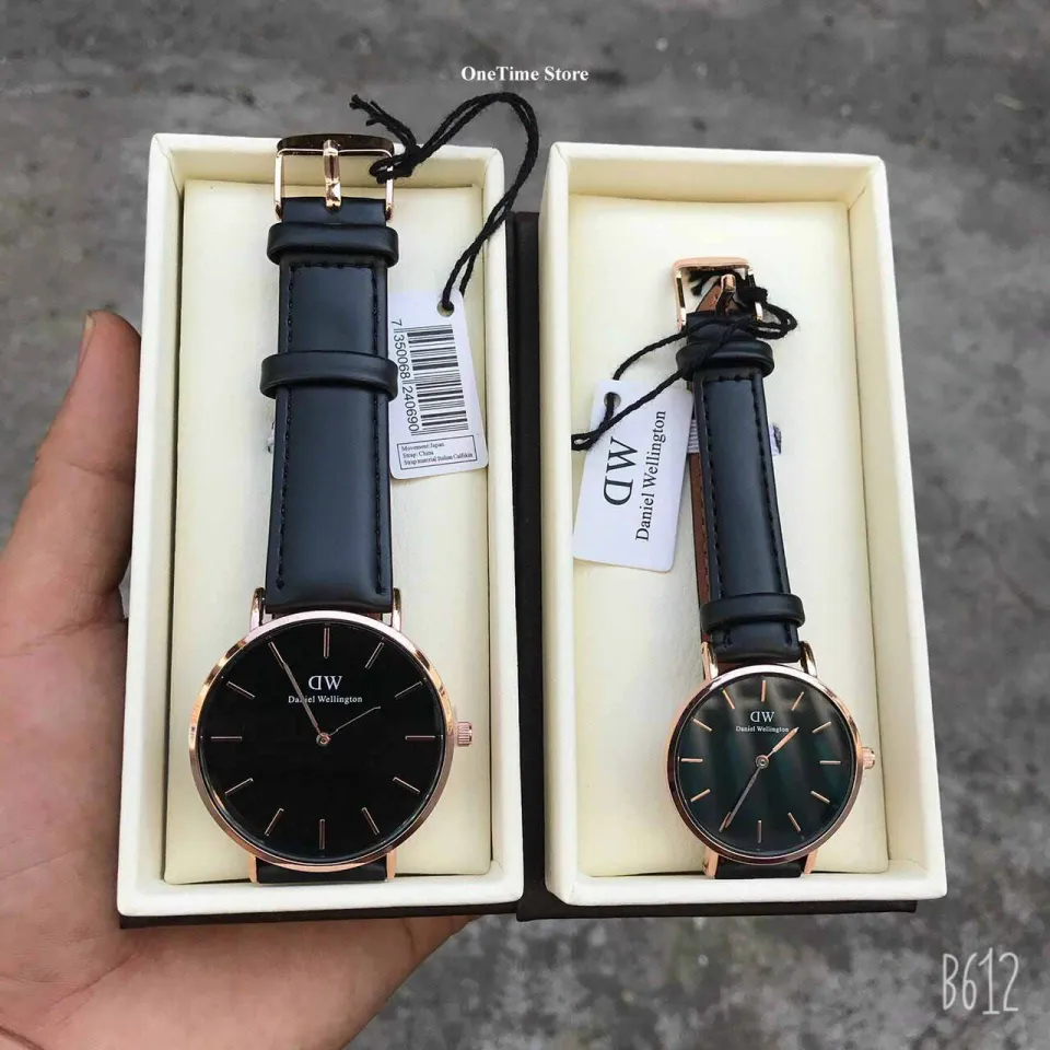 Đồng hồ nam nữ DW Daniel Wellington dây da DVV có size full cặp