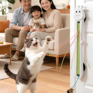 OOC Rechargeable Electric Cat Teaser Adjustable Interactive Automatic Moving Pet Toy Pet Games Foldable Wall-Mounted Cat Toy Pet Supplies