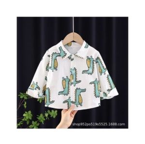 เสื้อเชิ้ตเด็ก แขนยาว ผ้าคอตตอน ลายน่ารัก