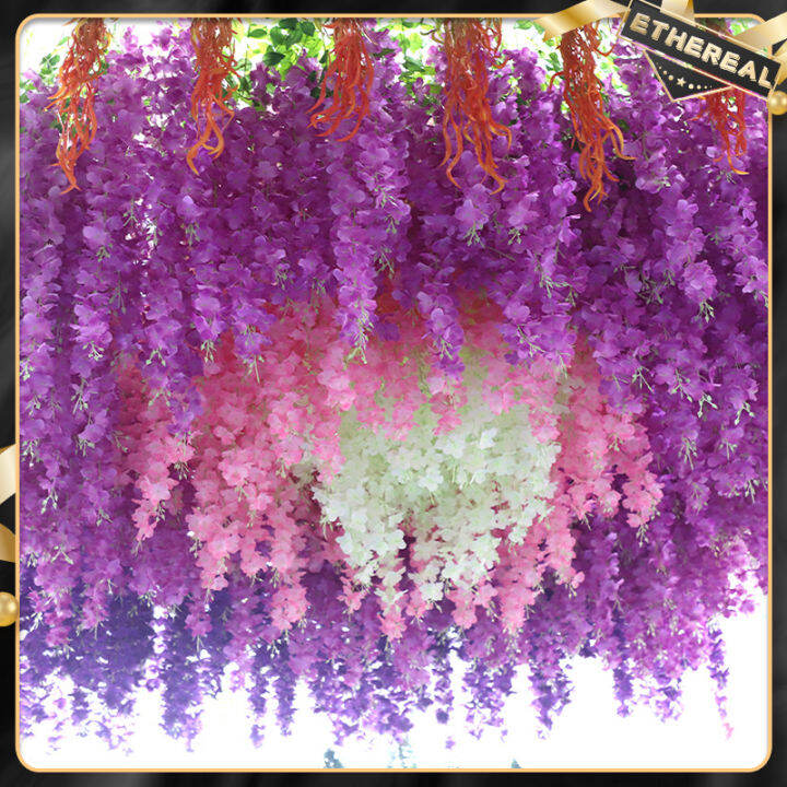 Artificial 3 Heads Wisteria Artificial flowers For Decor Outdoor/Indoor ...