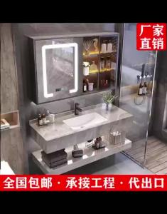【SG⭐SALES】Bathroom Vanity Set Double-Layer Marble Wash Basin Cabinet set Mirror Cabinet Set Free Tap and Large capacity bathroom storage cabinet