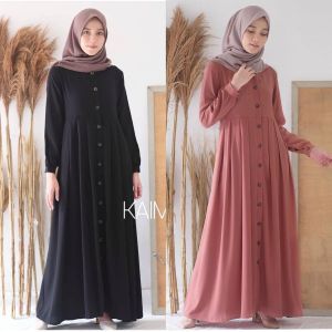 Gamis Kaima Dress Full Kancing Hidup Mouscrepe Premium Gamis Rinjani Wanita Muslimah Terbaru dan Terkini
