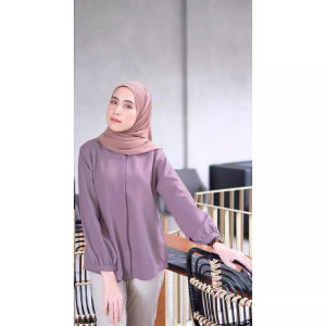 SENNA STORE Baju Atasan Viral Kira Blouse Bahan Crepe Terbaru 2023 Variasi Kancing Depan Simple OOTD