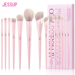 Jessup Hồng Bộ Cọ Trang Điểm 14 Chiếc Cọ Trang Điểm Cao Cấp Thuần Chay Nền Đen Phối Phấn Mắt Lót Bột Pha Trộn Bàn Chải T495