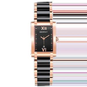 BERNY Women Watch Classic Rectangle Ceramics Calendar Luxury Ladies Quartz Watches Elegant Casual Waterproof Womens Wristwatch