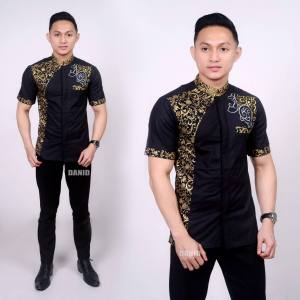 BAJU KOKO PRIA BAJU KOKO MUSLIM BAJU KOKO KOMBINASI BATIK LENGAN PENDEK / JADID FASHION