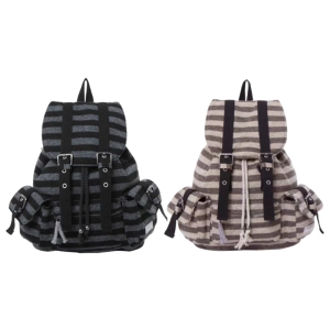 Large Capacity Backpack Korean Style Casual Daypacks Student School Bag Retro Stripes Backpack Travel Backpack for Teens