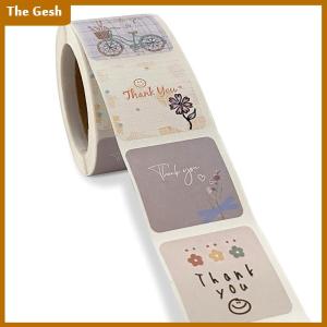 [The Gesh] 300Pcs Roll Cute Cartoon Floral Thank You Stickers Seal Sticker Envelope Labels