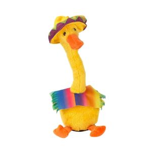CUTE ELVES Music Electric Duck Plush Toy Sound Recording Talking Animals Singing Dancing Duck Toy Birthday Party Decoration 33cm Dancing Duck Plush Doll Friends Birthday Gifts
