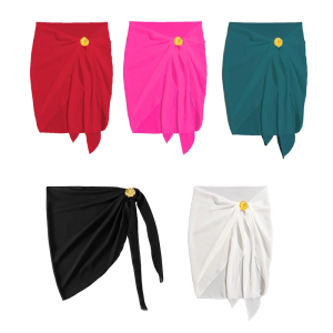 Womens Beach Wrap Sarongs Cover Up Chiffons Swimsuit Short Beach Cover Up Wrap Skirts Shell Swimsuit Wrap Dress Skirt
