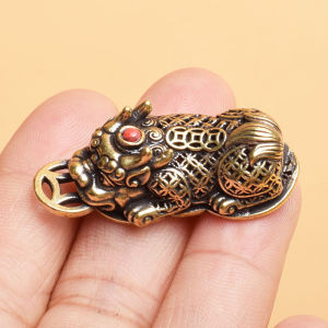 [fenggongshuode] Brass Animal Pixiu Charms Pendant Statue Ornament Chinese Miniature Figurines Home Office Tabletop Decoration Accessories