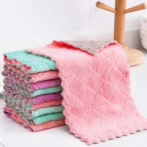 HomiesTrends Microfiber Towel Absorbent Kitchen Cleaning Cloth Non-stick Oil Dish Towel Rags Napkins Tableware Household Cleaning Towel