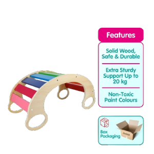 Rainbow Arch Rocker | Waldorf Wooden Rocking Play Balance Board Montessori Kid Climbing Papan Imbangan
