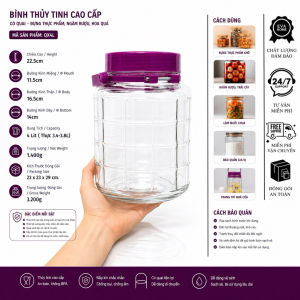 Bình Đựng Nước Thủy Tinh QX4LV 4L Có Vòi Tiện Lợi Quai Xách Chắc Chắn