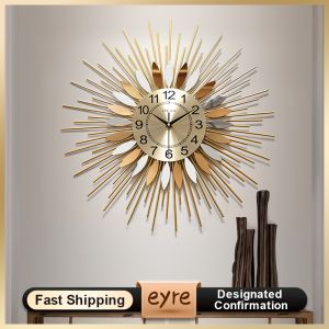 Eyre/Luxury/Jam seni mewah ringan Skandinavia / jam dinding ruang tamu / dinding Amerika yang kreatif / jam dekoratif