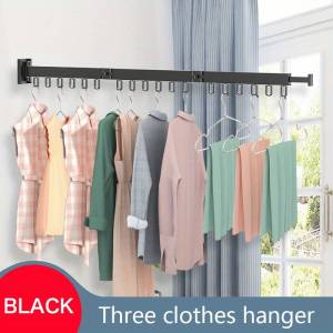 Aluminum Alloy Folding Drying Rack Foldable Telescopic Drying Rack Wall-mounted Collapsible Drying Rack Space Saver Clothes Rack With Hooks For Balcony Laundry Bathroom