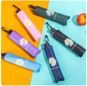 3 Fold Manual Black Coating Lightweight Cheap Umbrella for Business Gift Rain Sun Protection Hand open