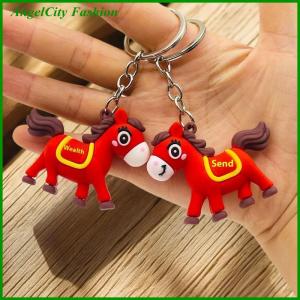 AngelCity Fashion Store Cartoon Horse Year Cute Personality Key Ring Bag Pendant Car Key Accessories Keychain Decoration Christmas New Year Gift