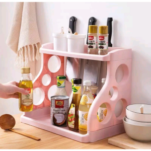 Rak Bumbu Dapur 2 Susun Plastik Rak Bumbu TK Bulat Tempat Bumbu Dapur 2 Tingkat Serba Guna