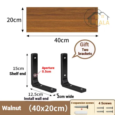 LALA Wall shelf bookshelf Wall mounted unpainted board Suspended storage board Drilling rack Load capacity 30KG Raf dinding rak buku pengeboran壁挂置物架