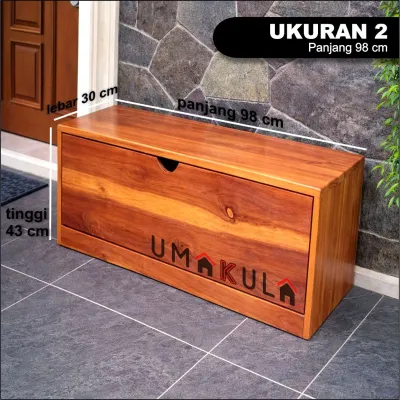 Lemari Rak Sepatu dan Sandal Duduk Kayu Jati Asli Tempat Penyimpanan Multifungsi Serbaguna Minimalis