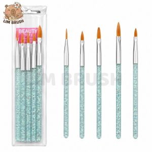 Bộ 5 Cọ Đắp Gel Nail Kim Tuyến Cao Cấp – Cọ Đầu Oval Chuyên Vẽ Nail Art...LIM BRUSH