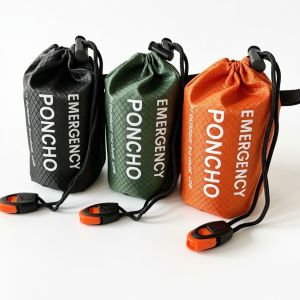 T2P Emergency Poncho Raincoat with Whistle Blanket Reversible for Sport Outdoor Camping Hiking