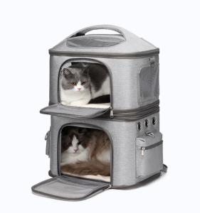 Double-layer Pet Backpack Large-capacity breathable Seperatable Suitable For Two Pets Detachable and Foldable Pet Carrier Backpack.New Elegant Double-Deck Pet Carrier for Cats & Small Dogs Breathable Fabric Durable Travel Accessory