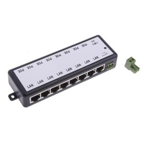 พอร์ตอินเจคเตอร์ PoE 10 / 100Mbps Base-T DC 12-48V อะแดปเตอร์ PoE 8 Ports สำหรับ IEEE 802.3af พอร์ต RJ45 TIA/EIA 568สำหรับ Cat.5
