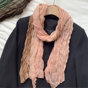 THANKSKY Bohemian Khăn choàng dài xếp ly cho phụ nữ Chống gió Ấm áp Khăn có họa tiết gradient Đa chức năng Màu sắc khối Khăn hijab dài Mùa thu mùa đông