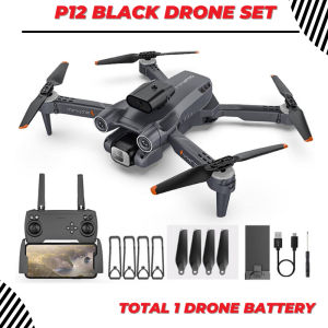 Metalica [Upgraded version] P12 PRO Drone Obstacle Avoidance + 4K HD Camera wide angle height keep RC drone Drone with Camera