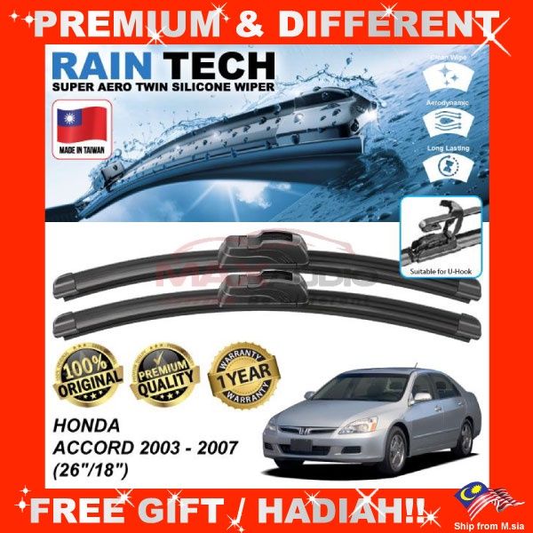 HONDA ACCORD 2003 2007 (26/18) RAINTECH AEROFIT Premium Silicone