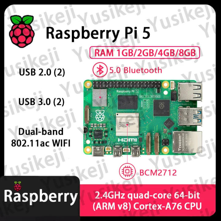 Original Raspberry Pi 5 Cortex-A76 Linux 2GB 4GB 8GB Arm Board Python ...