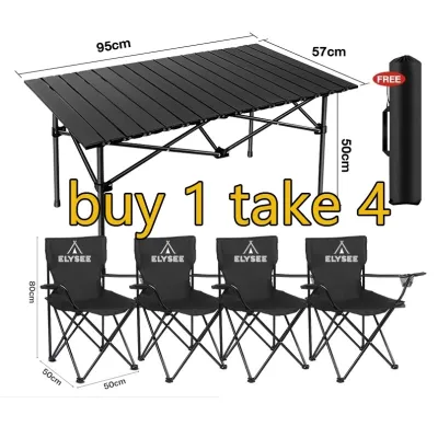 Kanes Camping chair and table set 95CM table camping chair buy 1 take 4 Aluminum camping folding table amping table with chair camping equipment